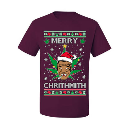 Ugly  Christmas T-shirt  Tyson "Merry Chrithmith" Stoner Weed Pot Leaf Joint Ugly Christmas T-shirt  Ugly Christmas  Men's T-Shirt