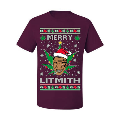 Ugly Xmas  T-shirt , Merry Lithmith Tyson, Joint Weed Pot Leaf Stoner Ugly Christmas T-shirt  Ugly Christmas  Men's T-Shirt