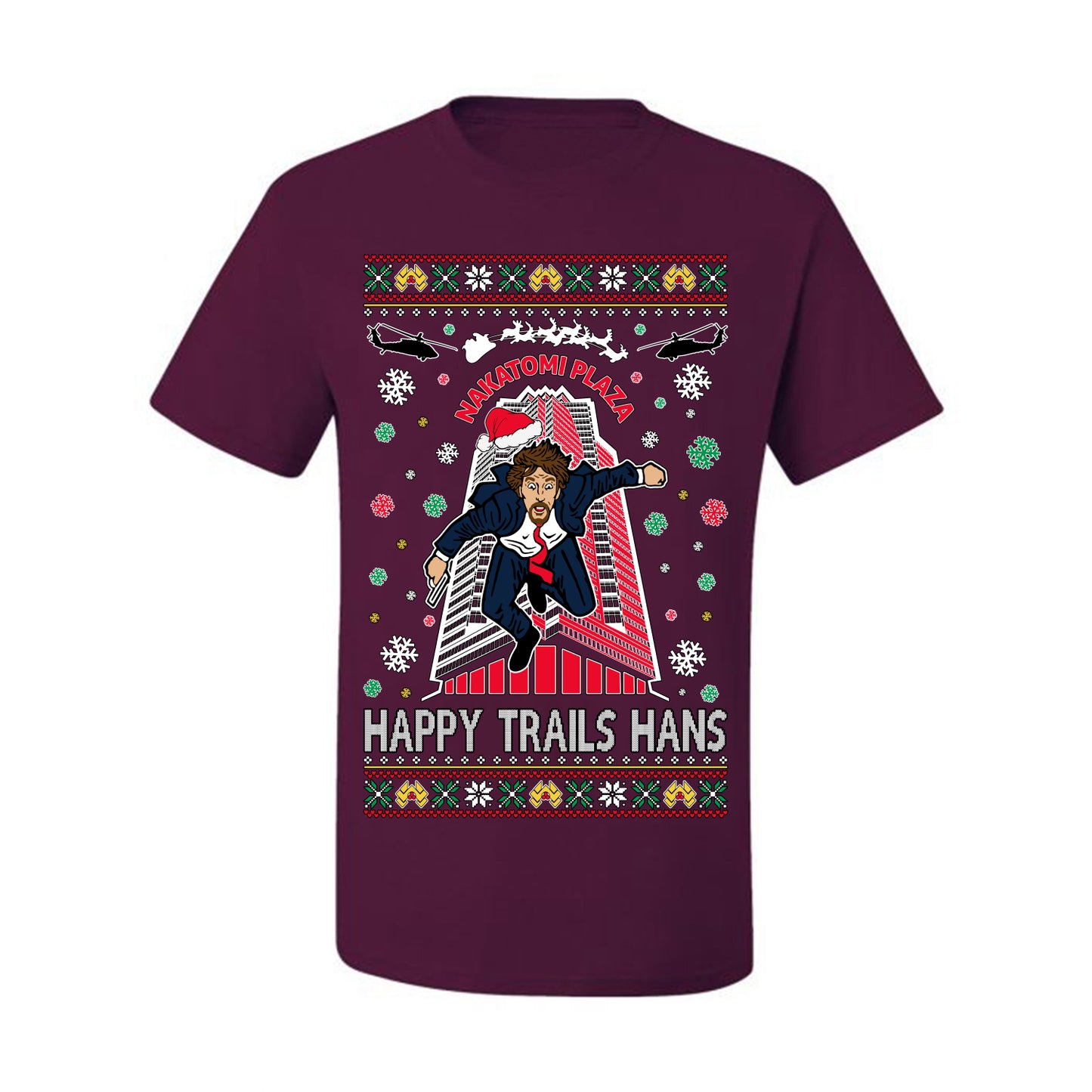 Ugly Holiday Nakatomi Plaza Happy Trails Hans Ugly Christmas T-shirt  Ugly Christmas  Men's T-Shirt