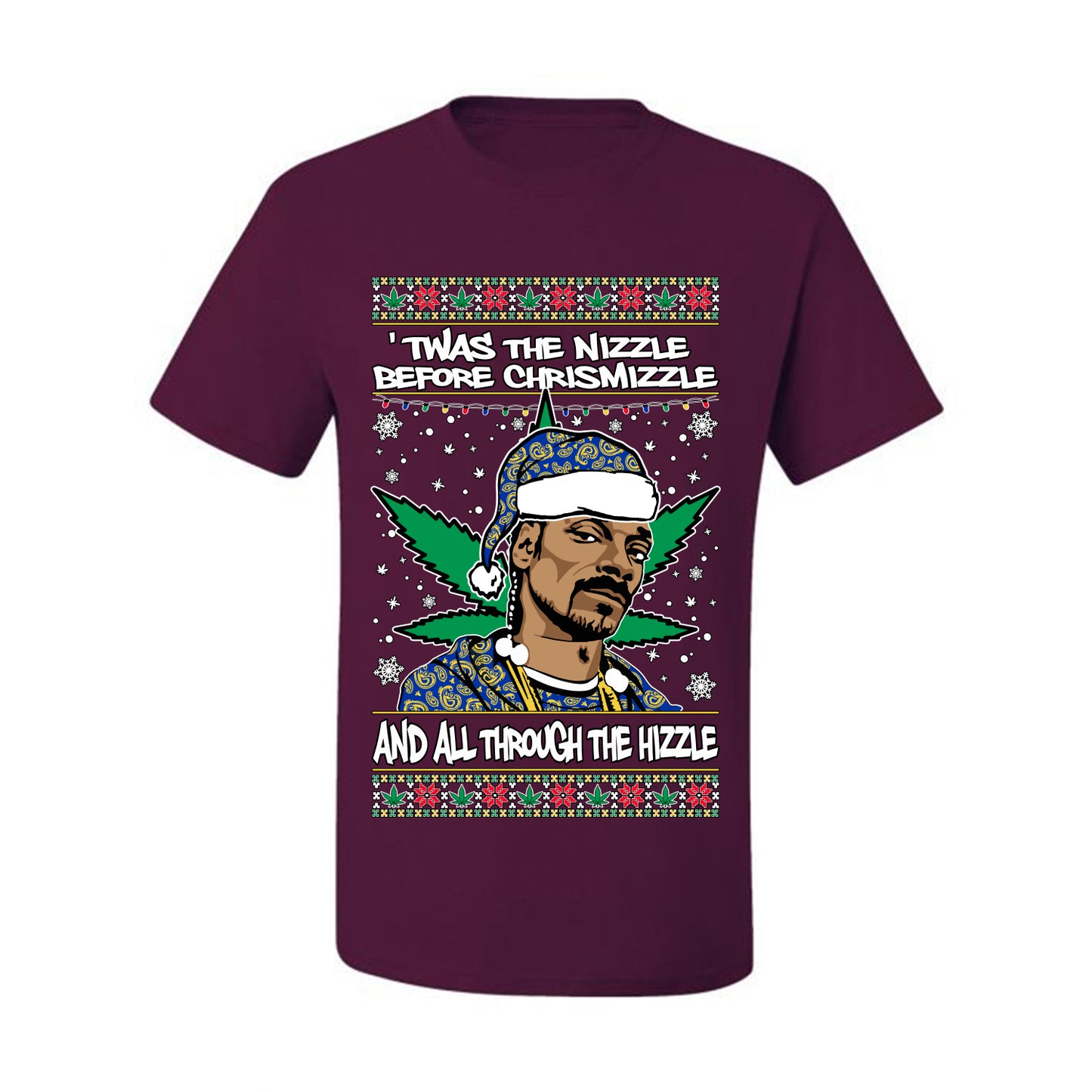Ugly  Christmas T-shirt "'Twas The Nizzle Before Chrismizzle"  Snoop Xmas Ugly Christmas T-shirt  Ugly Christmas  Men's T-Shirt