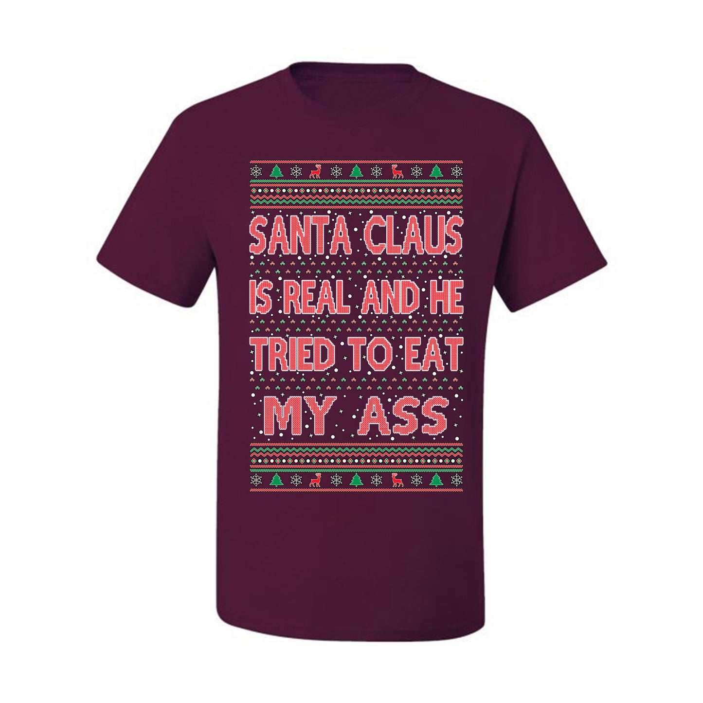 Funny Ugly Xmas  Naughty Santa Claus Is Real Ugly Christmas Tshirt Men's Graphic T-Shirt Ugly Christmas  Men's T-Shirt