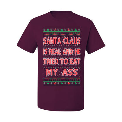 Funny Ugly Xmas  Naughty Santa Claus Is Real Ugly Christmas Tshirt Men's Graphic T-Shirt Ugly Christmas  Men's T-Shirt