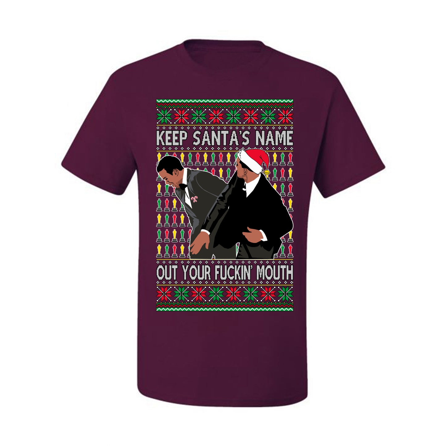 Meme Ugly Christmas  Tshirt , Will Smith Slapping Chris Rock, Wife, Award Show Joke, Ugly Christmas Tshirt Men's Graphic T-Shirt Ugly Christmas  Men's T-Shirt