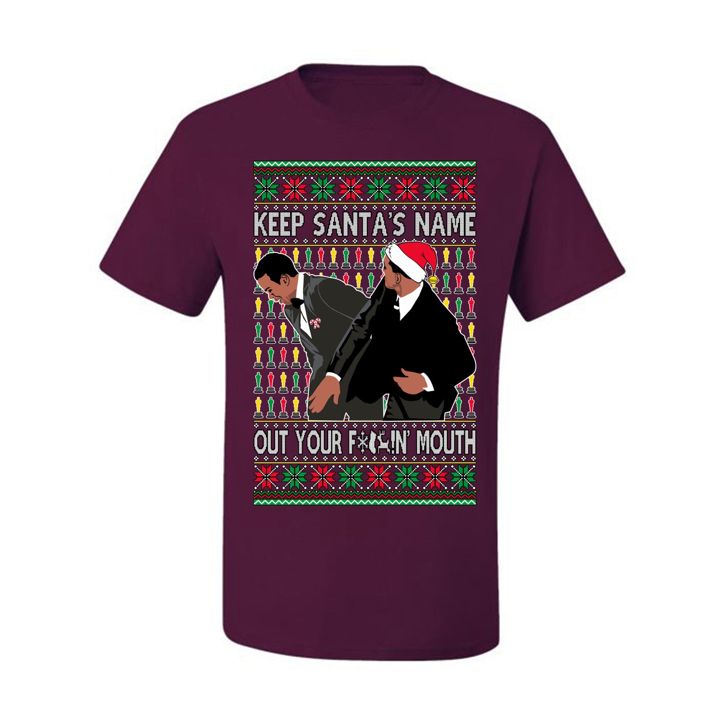 Ugly Xmas  Tshirt Graphic Will Slaps Chris Award Show Wife Joke Meme Clean Parody  Ugly Christmas Tshirt Men's Graphic T-Shirt Ugly Christmas  Men's T-Shirt