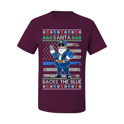 Santa Backs the Blue, Christmas Gifts, Funny Xmas Gift Idea, Ugly Christmas Sweater Men's T-Shirt