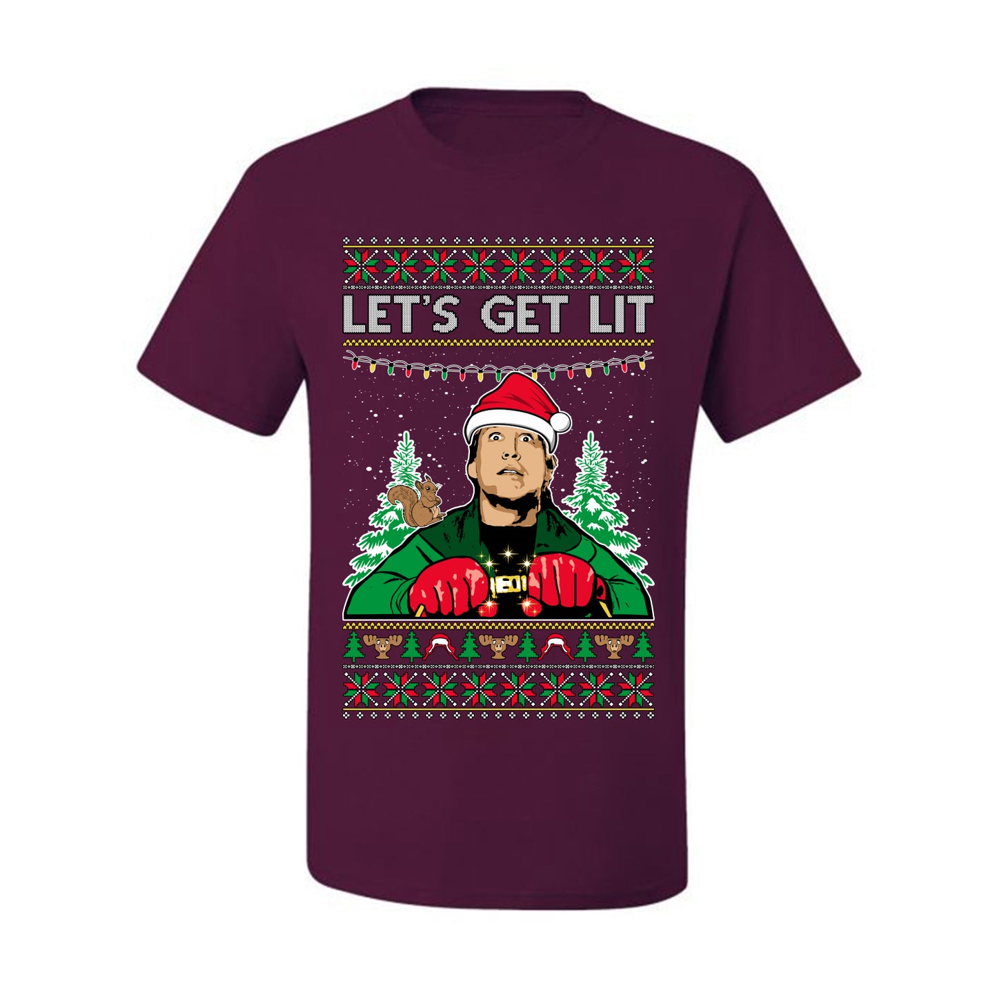 Let's Get Lit Clark Vacation Movie Parody Ugly Christmas Sweater, Christmas Gifts, Funny Xmas Gift Idea, Men's T-Shirt