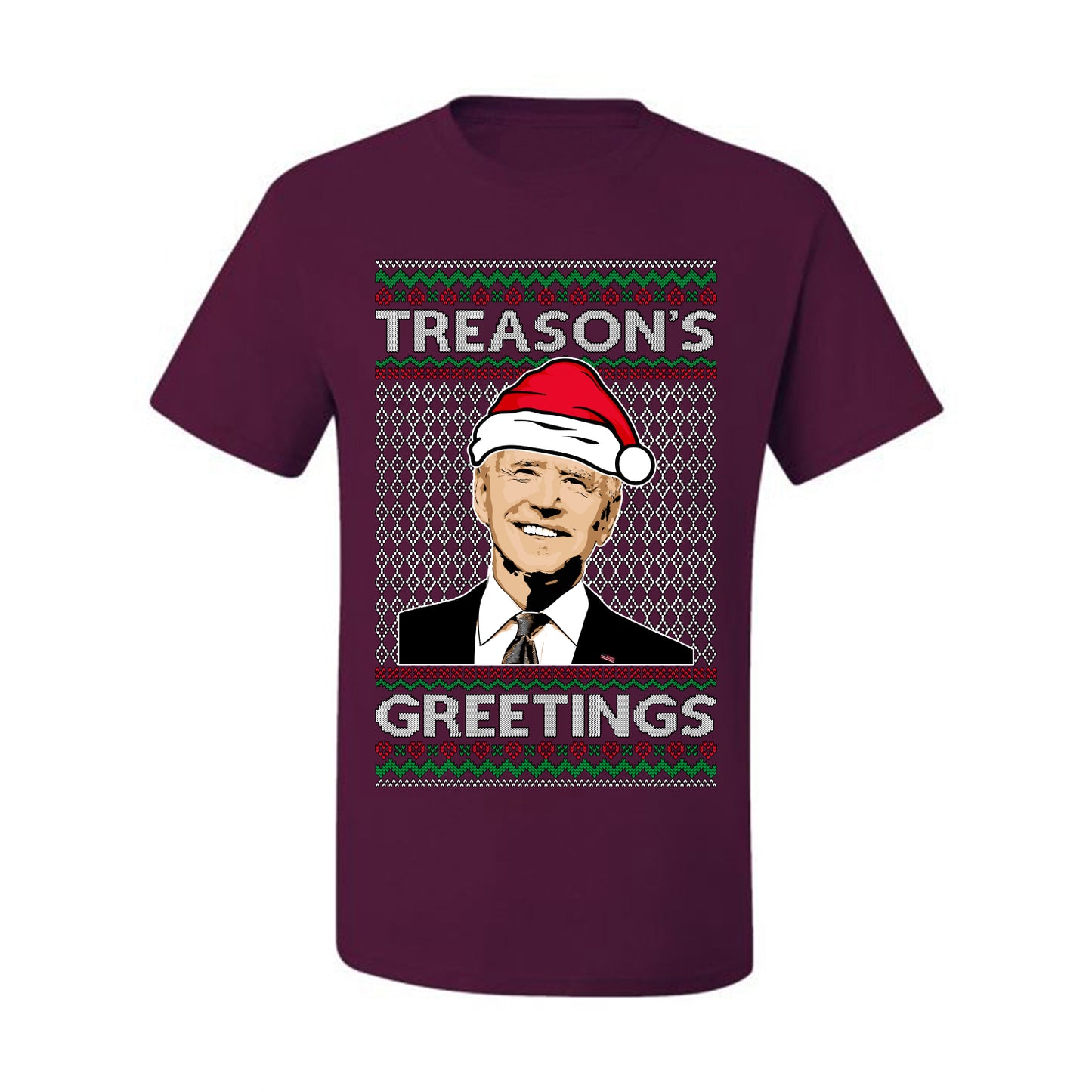 Treason's Greetings Biden President Humor Ugly Christmas Sweater, Christmas Gifts, Funny Xmas Gift Idea, Men's T-Shirt