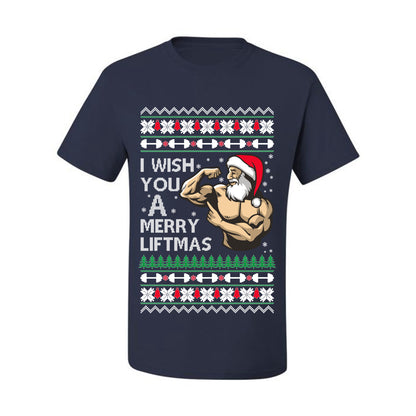 Ugly Xmas Tshirt  Graphic, Santa Fitness Workout, Merry Liftmas, Gym Swole Gift Ugly Christmas Tshirt Men's Graphic T-Shirt Ugly Christmas  Men's T-Shirt