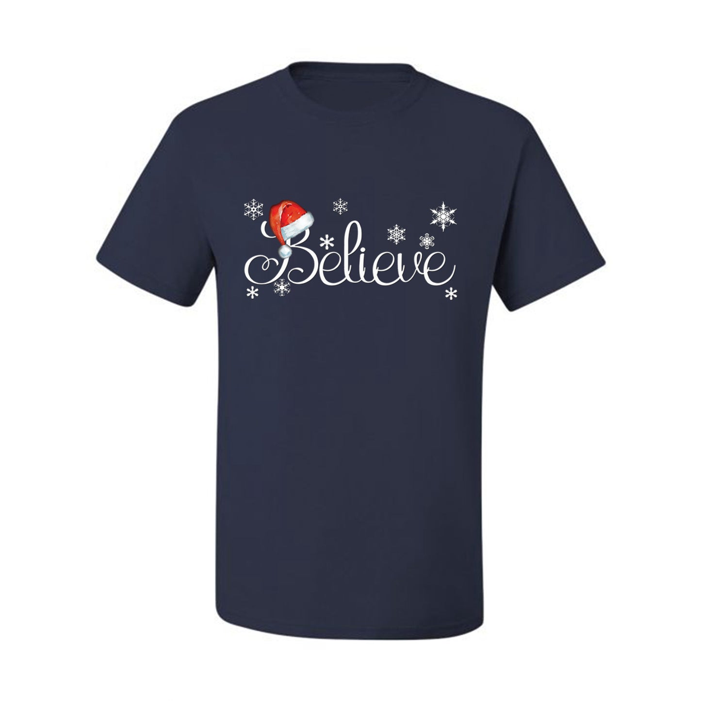 Men's Christmas  Shirt Snowflake Santa Hat Believe  Ugly Christmas T-shirt  Ugly Christmas  Men's T-Shirt