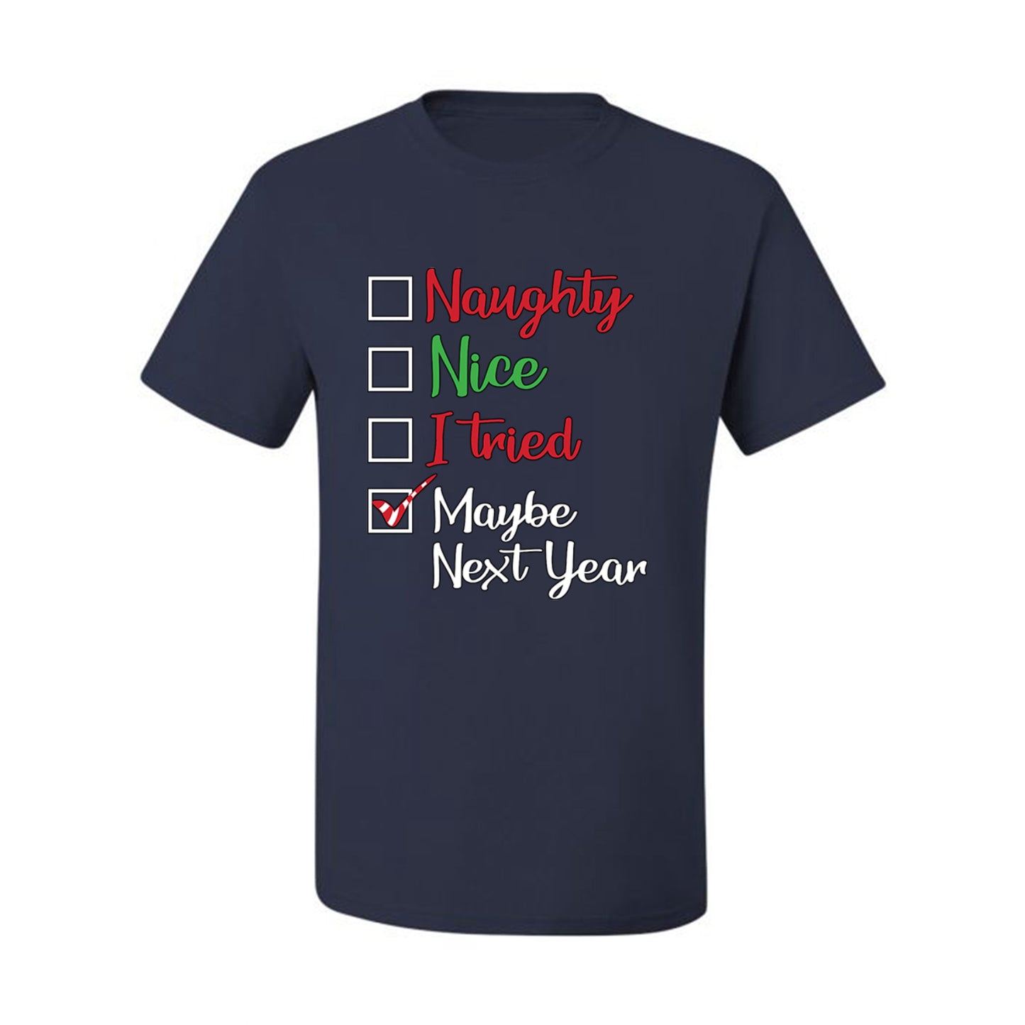 Men's Ugly Christmas  Shirt Naughty Nice I Tried Maybe Next Year Checklist  Ugly Christmas Tshirt Men's Graphic T-Shirt Ugly Christmas  Men's T-Shirt