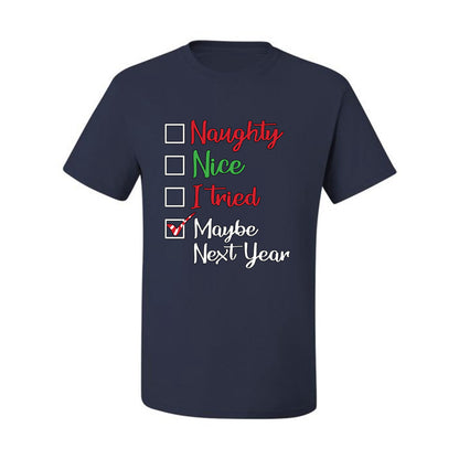 Men's Ugly Christmas  Shirt Naughty Nice I Tried Maybe Next Year Checklist  Ugly Christmas Tshirt Men's Graphic T-Shirt Ugly Christmas  Men's T-Shirt