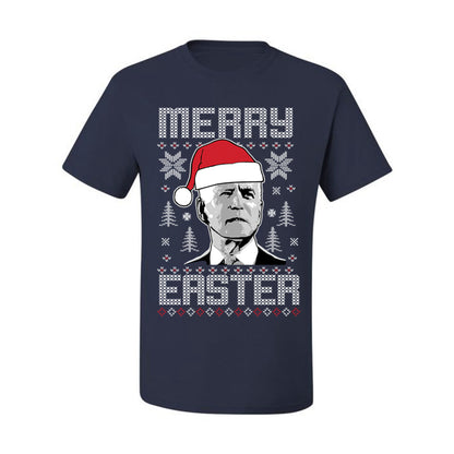 Funny  Ugly Xmas Holiday Tshirt  Merry Easter Biden Santa Hat Ugly Christmas Tshirt Men's Graphic T-Shirt Ugly Christmas  Men's T-Shirt
