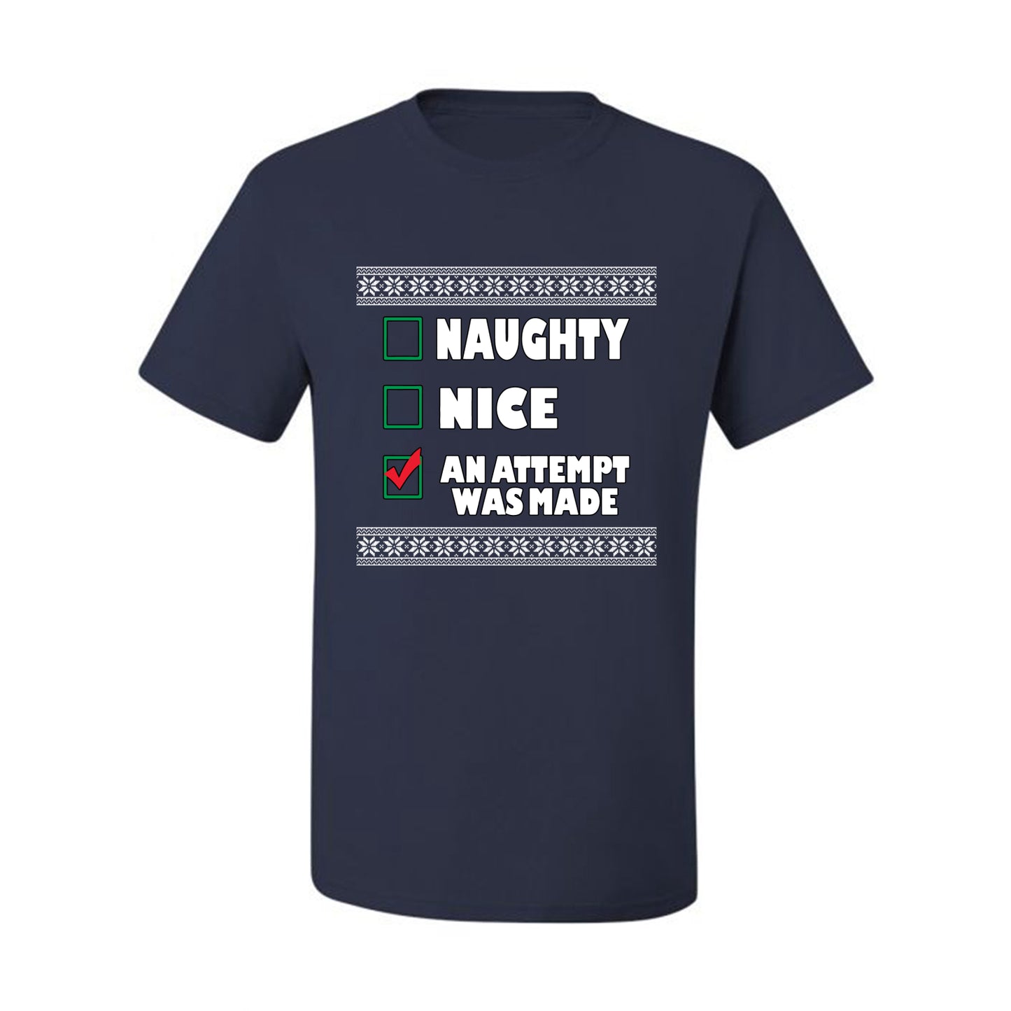 Attempted to be Naughty and Nice Men's Ugly T-shirt for Christmas  Shirt Ugly Christmas T-shirt  Ugly Christmas  Men's T-Shirt