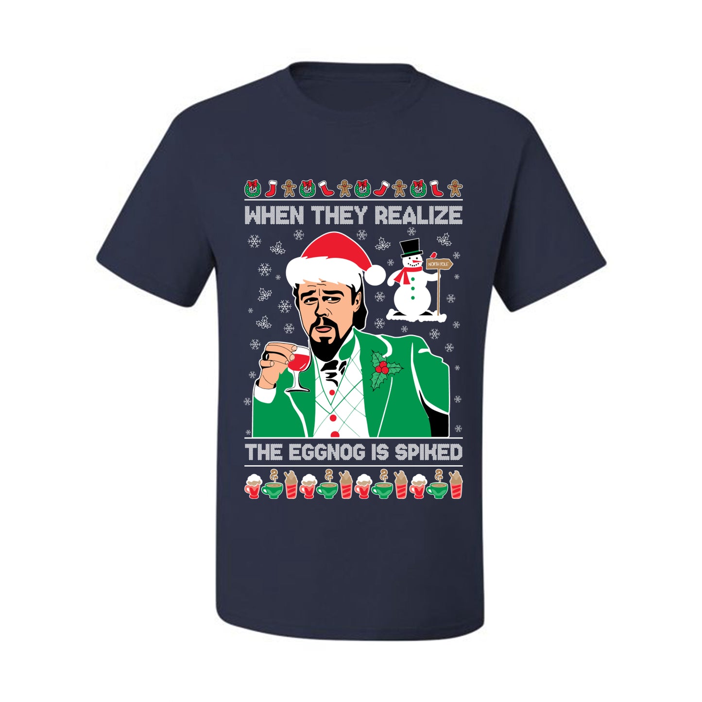 Funny  Ugly Xmas Graphic  T-shirt Leo The Eggnog Meme  Ugly Christmas T-shirt  Ugly Christmas  Men's T-Shirt