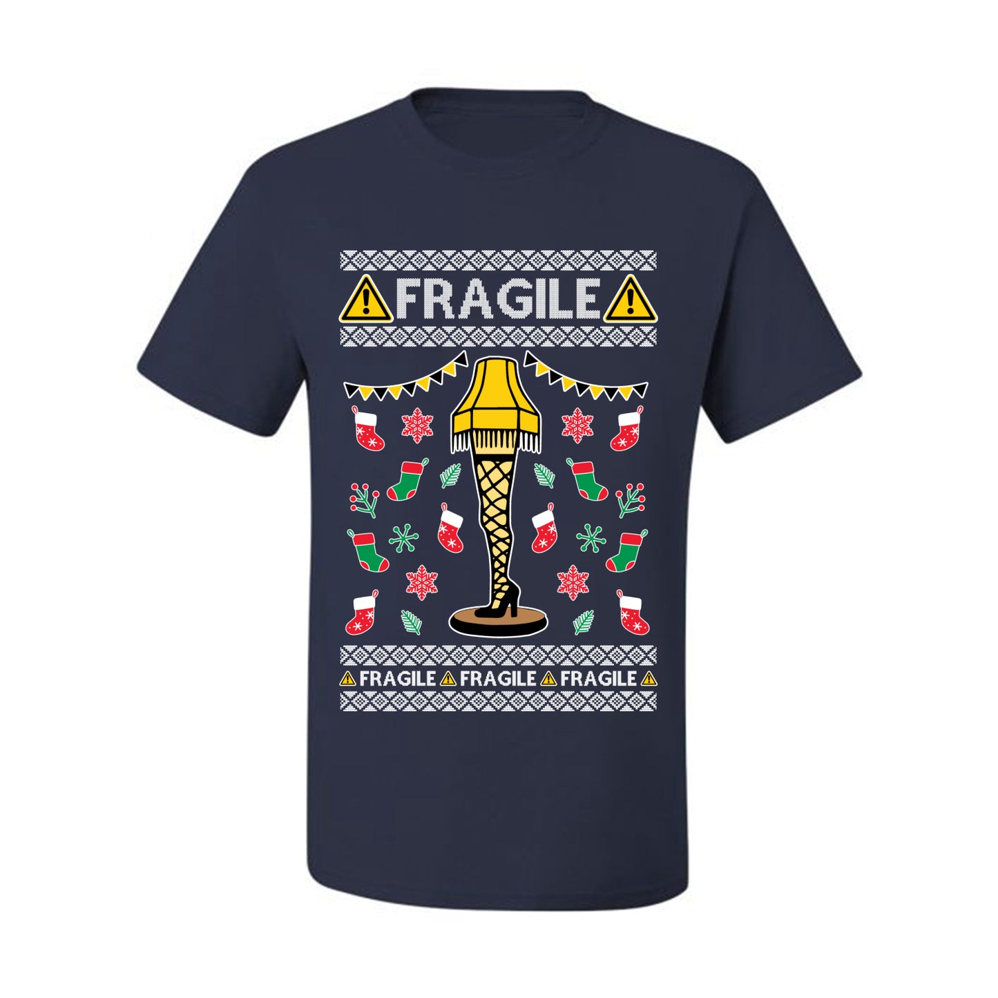Graphic Ugly  Christmas T-shirt  Fragile Leg Lamp Movie Ugly Christmas T-shirt  Ugly Christmas  Men's T-Shirt