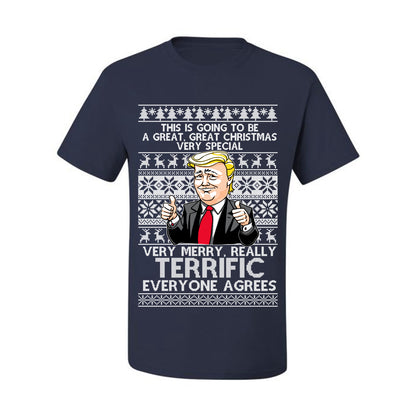 Funny Donald Trump Ugly Xmas Holiday T-shirt  Great Terrific Merry Christmas Ugly Christmas T-shirt  Ugly Christmas  Men's T-Shirt