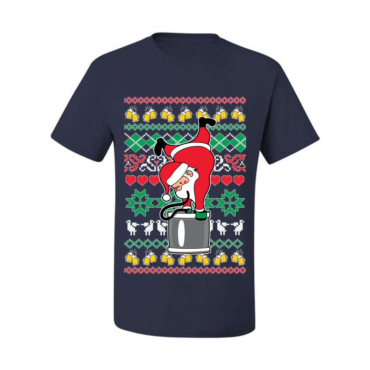 Ugly Xmas Graphic  T-shirt  Drunk Keg Stand Beer Drinking Santa Ugly Christmas T-shirt  Ugly Christmas  Men's T-Shirt