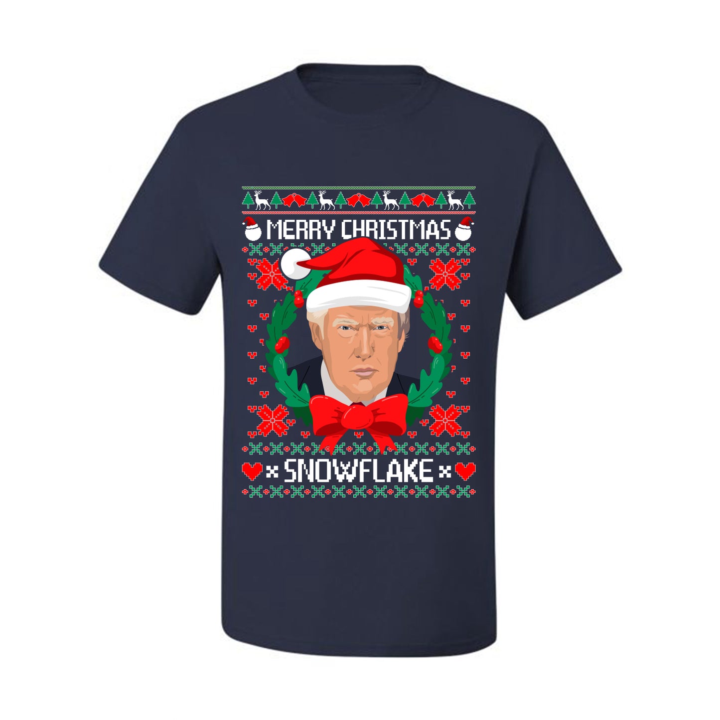 Funny Ugly Xmas Holiday  T-shirt  Trump Merry Christmas Snowflake Ugly Christmas T-shirt  Ugly Christmas  Men's T-Shirt