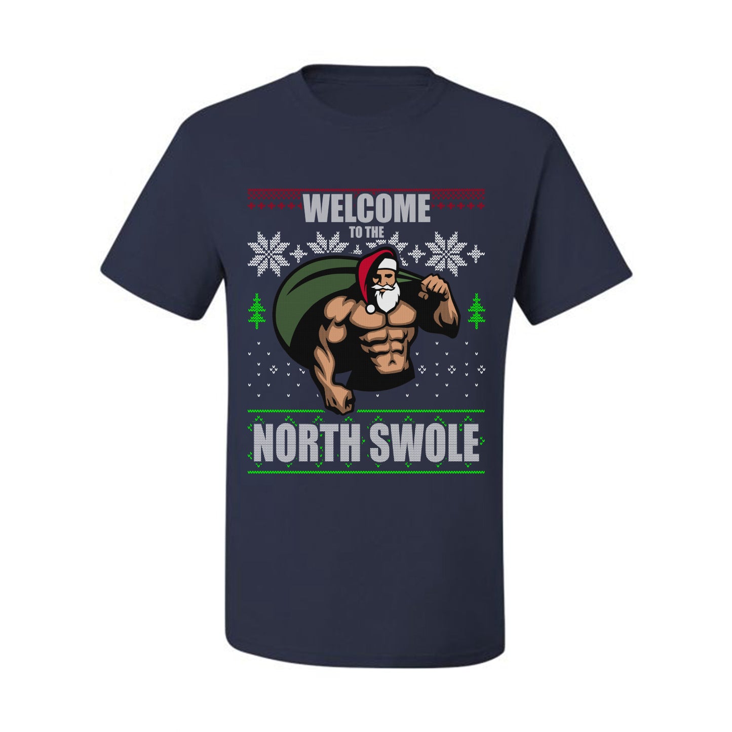 Ugly  Christmas T-shirt  "Merry Liftmas!" Santa Fitness Workout Gym Swole Gift, Group 2 Design Ugly Christmas T-shirt  Ugly Christmas  Men's T-Shirt