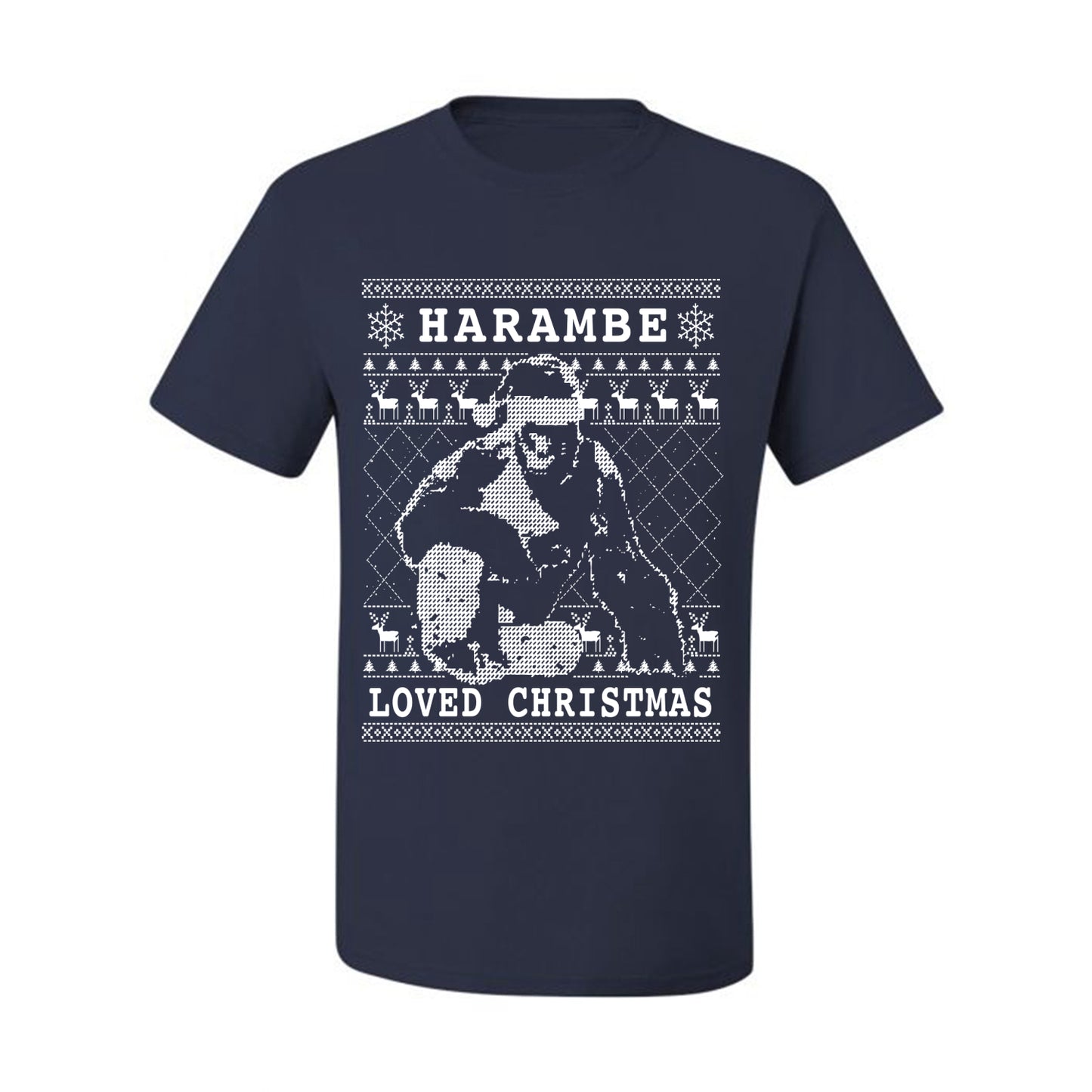 Ugly Christmas Graphic  T-shirt  Harambe Loved Christmas Funny Meme Holiday Gorilla  Ugly Christmas T-shirt  Ugly Christmas  Men's T-Shirt