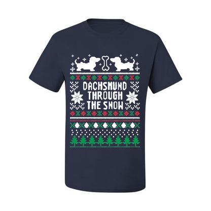 Graphic Daschund Through The Snow Christmas Wild Bobby Ugly Christmas Butcher Apron BBQ Grilling, Kitchen Cooking Ugly Christmas T-shirt  Ugly Christmas  Men's T-Shirt