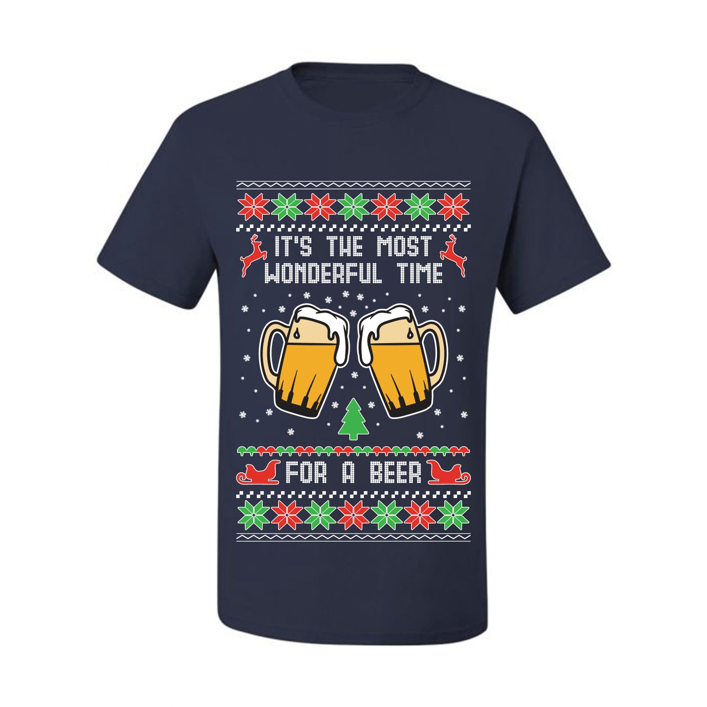 Men's Ugly Christmas Tshirt  Shirt, "It's The Most Wonderful Time for a Beer" Ugly Christmas Tshirt Men's Graphic T-Shirt Ugly Christmas  Men's T-Shirt