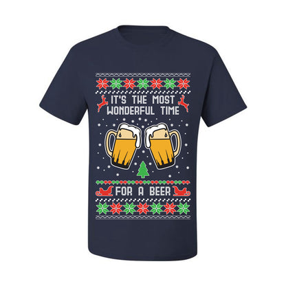 Men's Ugly Christmas Tshirt  Shirt, "It's The Most Wonderful Time for a Beer" Ugly Christmas Tshirt Men's Graphic T-Shirt Ugly Christmas  Men's T-Shirt