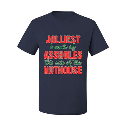 Ugly Christmas Butcher Graphic , Cooking BBQ Grilling Kitchen, "Jolliest Bunch of Assholes This Side of Nuthouse", Wild Bobby Ugly Christmas Tshirt Men's Graphic T-Shirt Ugly Christmas  Men's T-Shirt
