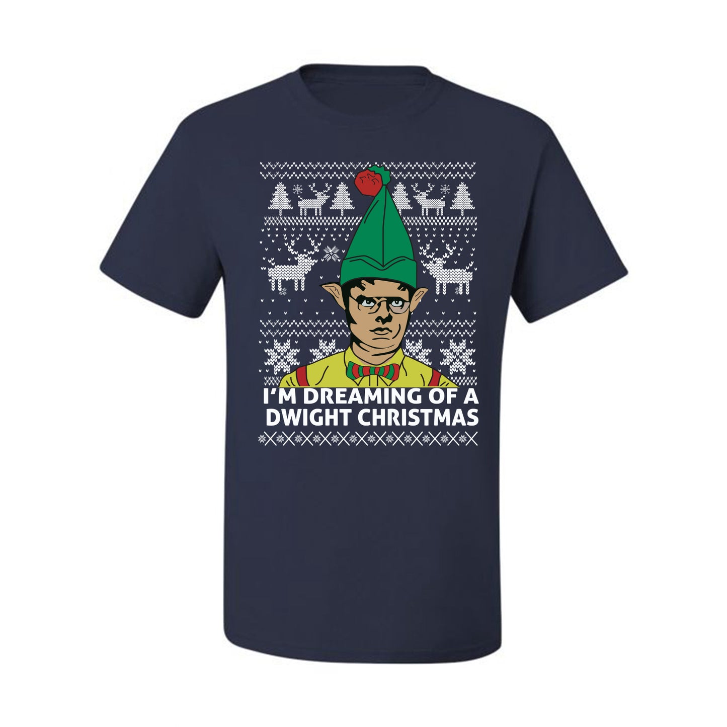 Funny Graphic Shirt Ugly Xmas Holiday T-shirt  The Office Schrute "I'm Dreaming of a Dwight Christmas" Wild Bobby Ugly Christmas T-shirt  Ugly Christmas  Men's T-Shirt