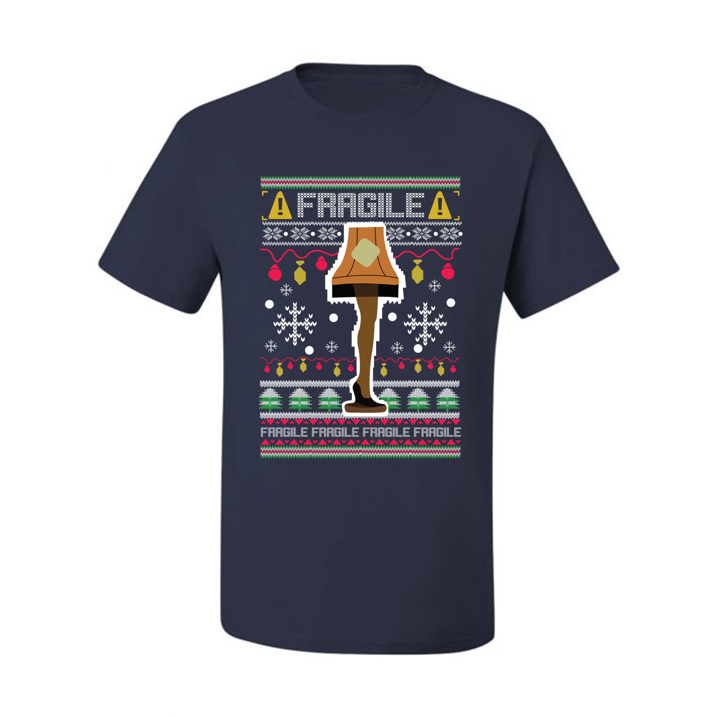 Men's Funny Ugly Xmas Holiday T-shirt s Wild Bobby's Fragile Leg Lamp Ugly Christmas T-shirt  Ugly Christmas  Men's T-Shirt