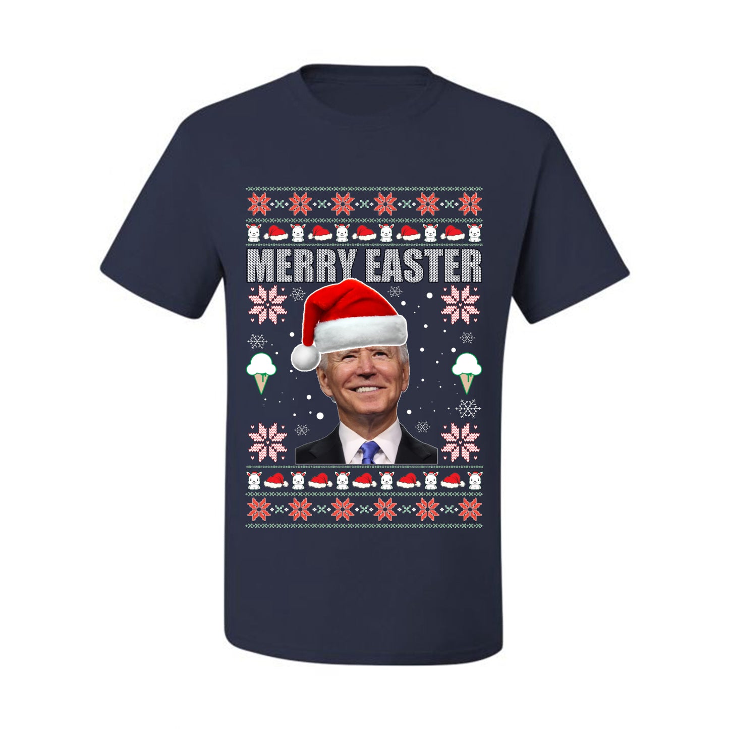 Funny Ugly Xmas Holiday T-shirt  Graphic  Joe Biden Merry Easter Ugly Christmas T-shirt  Ugly Christmas  Men's T-Shirt