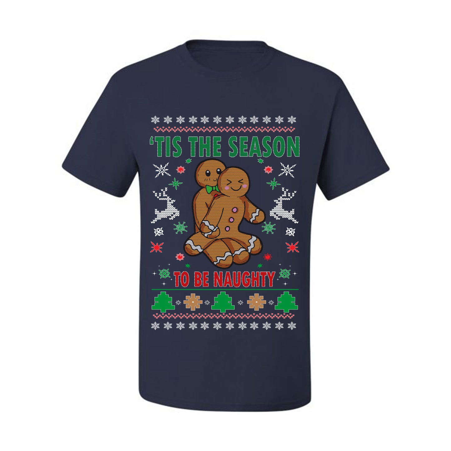 Graphic Ugly Christmas  T-shirt  Tis' The Season To Be Naughty Ugly Christmas T-shirt  Ugly Christmas  Men's T-Shirt