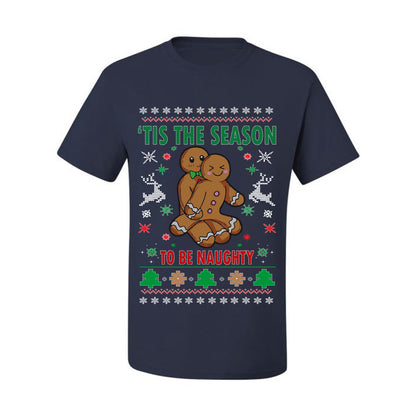 Graphic Ugly Christmas  T-shirt  Tis' The Season To Be Naughty Ugly Christmas T-shirt  Ugly Christmas  Men's T-Shirt
