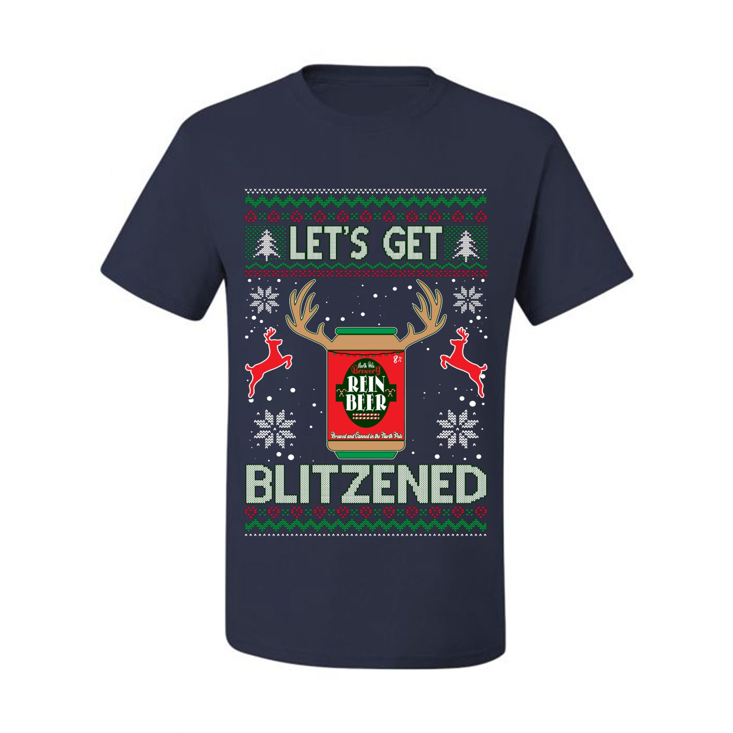 Men's Ugly T-shirt for Christmas Holidays  Shirt Wild Bobby Let's Get Blitzened Rein Beer Ugly Christmas T-shirt  Ugly Christmas  Men's T-Shirt