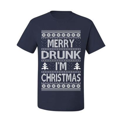 Funny Ugly Xmas Tshirt , Merry Drunk I'm Christmas, Wine Beer  Drinking,  Ugly Christmas Tshirt Men's Graphic T-Shirt Ugly Christmas  Men's T-Shirt