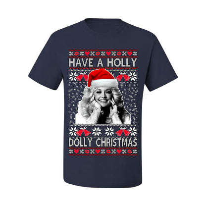 Ugly Xmas Tshirt , "Have a Holly Dolly Christmas" Ugly Christmas Tshirt Men's Graphic T-Shirt Ugly Christmas  Men's T-Shirt