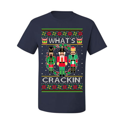 Funny Meme Ugly Xmas Holiday T-shirt Graphic What's Crackin' Nutcracker Ugly Christmas T-shirt  Ugly Christmas  Men's T-Shirt