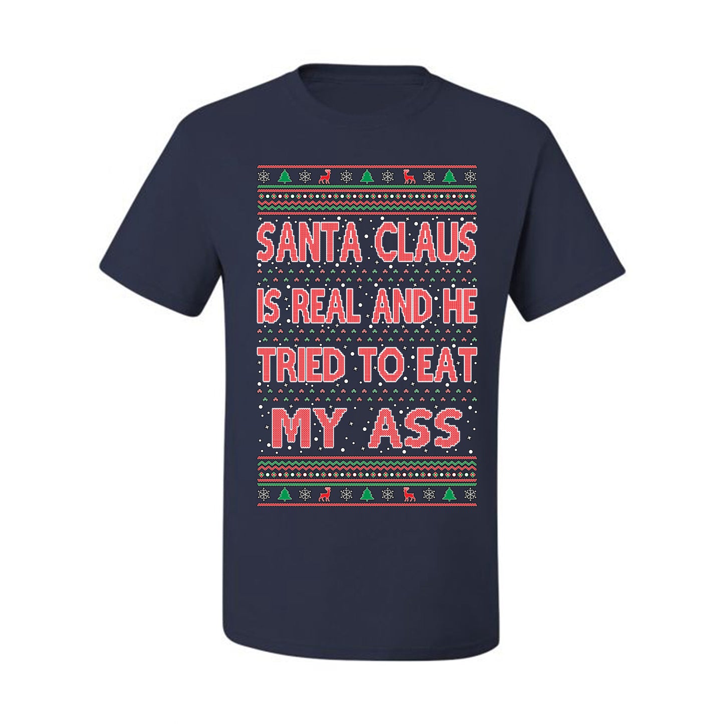 Funny Ugly Xmas  Naughty Santa Claus Is Real Ugly Christmas Tshirt Men's Graphic T-Shirt Ugly Christmas  Men's T-Shirt