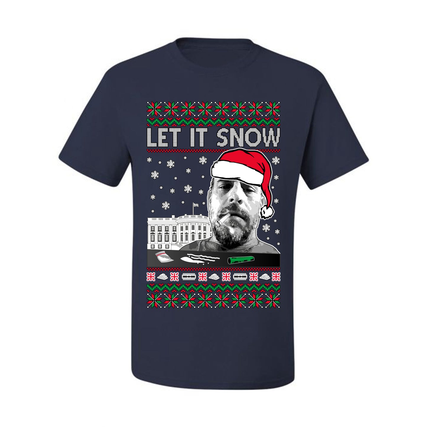Hunter Let It Snow Biden , Merry Christmas Tee, Ugly Christmas,  Sweater Men's T-Shirt