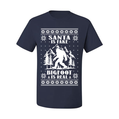 Santa Is Fake Bigfoot Is Real ,Christmas Gifts, Funny Xmas Gift Idea, Ugly Christmas Sweater Men's T-Shirt
