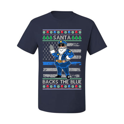 Santa Backs the Blue, Christmas Gifts, Funny Xmas Gift Idea, Ugly Christmas Sweater Men's T-Shirt