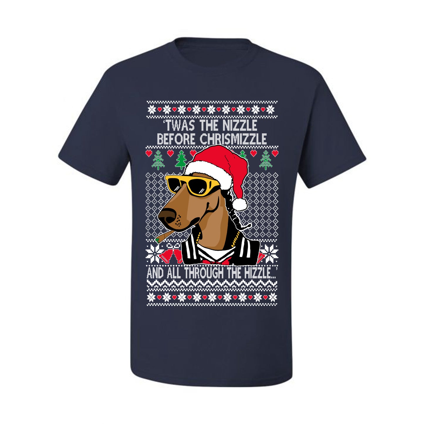 Twas The Nizzle Before Chrismizzle Gangster Dogg Rapper, Christmas Gifts, Funny Xmas Gift Idea, Ugly Christmas Sweater Men's T-Shirt