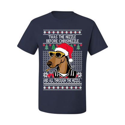 Twas The Nizzle Before Chrismizzle Gangster Dogg Rapper, Christmas Gifts, Funny Xmas Gift Idea, Ugly Christmas Sweater Men's T-Shirt