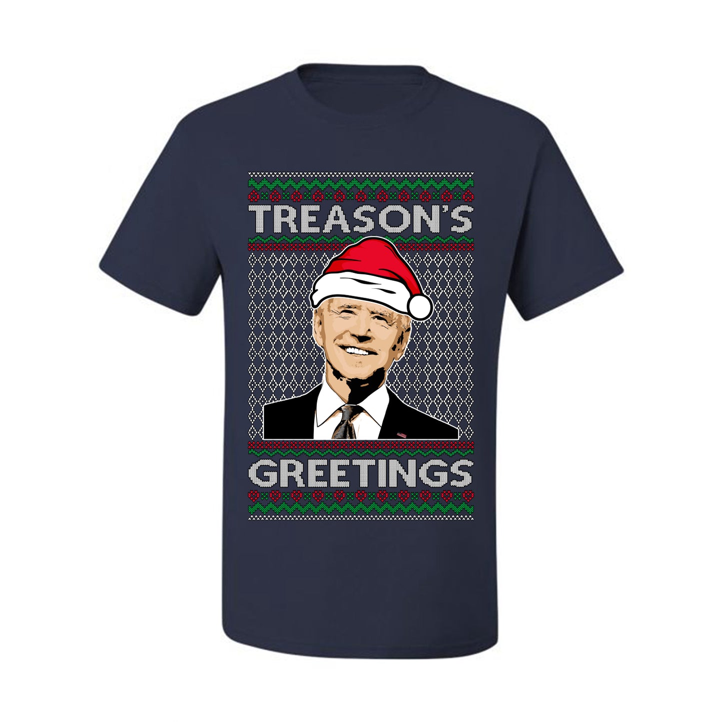Treason's Greetings Biden President Humor Ugly Christmas Sweater, Christmas Gifts, Funny Xmas Gift Idea, Men's T-Shirt