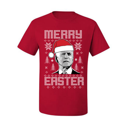 Funny  Ugly Xmas Holiday Tshirt  Merry Easter Biden Santa Hat Ugly Christmas Tshirt Men's Graphic T-Shirt Ugly Christmas  Men's T-Shirt
