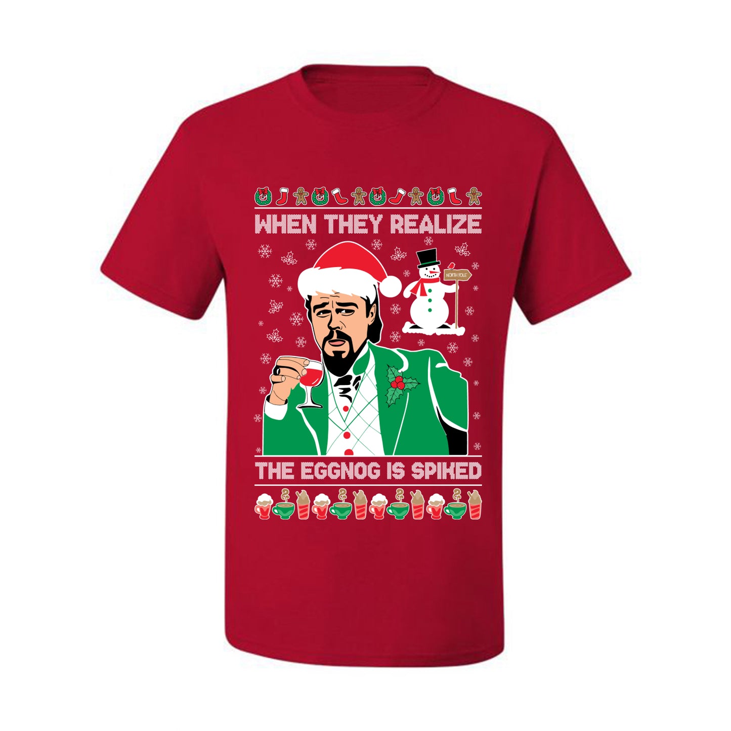 Funny  Ugly Xmas Graphic  T-shirt Leo The Eggnog Meme  Ugly Christmas T-shirt  Ugly Christmas  Men's T-Shirt