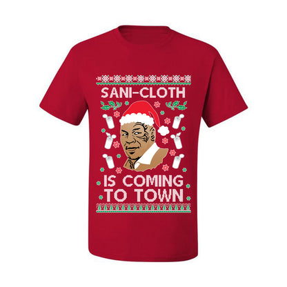 Ugly Xmas Tshirt  Graphic , Mike Tyson, Sani Cloth is Coming to Town, Wild Bobby Ugly Christmas Tshirt Men's Graphic T-Shirt Ugly Christmas  Men's T-Shirt