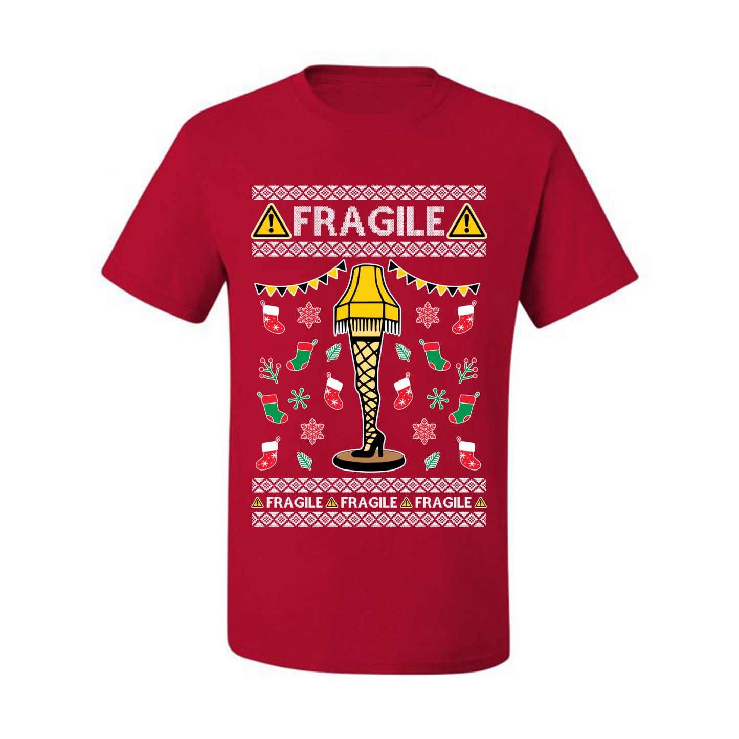 Graphic Ugly  Christmas T-shirt  Fragile Leg Lamp Movie Ugly Christmas T-shirt  Ugly Christmas  Men's T-Shirt