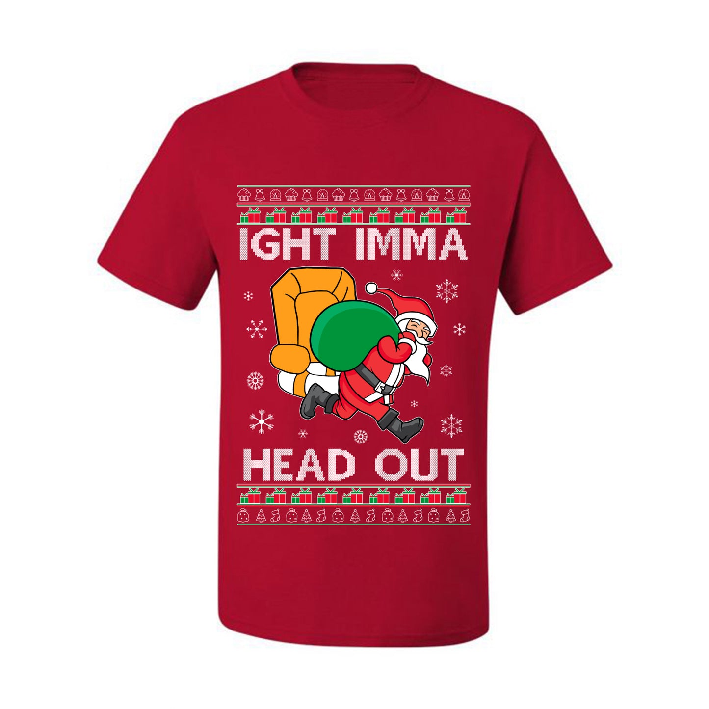 Graphic Funny Meme Ugly Christmas  T-shirt  Ight Imma Head Out, Wild Bobby Ugly Christmas T-shirt  Ugly Christmas  Men's T-Shirt