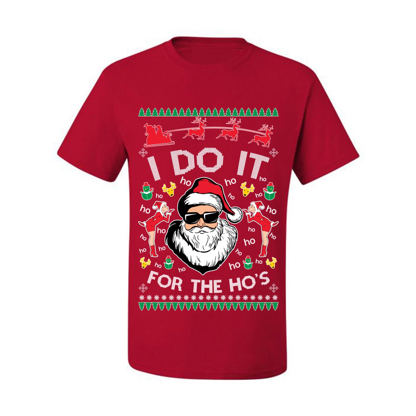 Funny Ugly Xmas Holiday T-shirt Graphic "I do it for the Ho's" Ugly Christmas T-shirt  Ugly Christmas  Men's T-Shirt